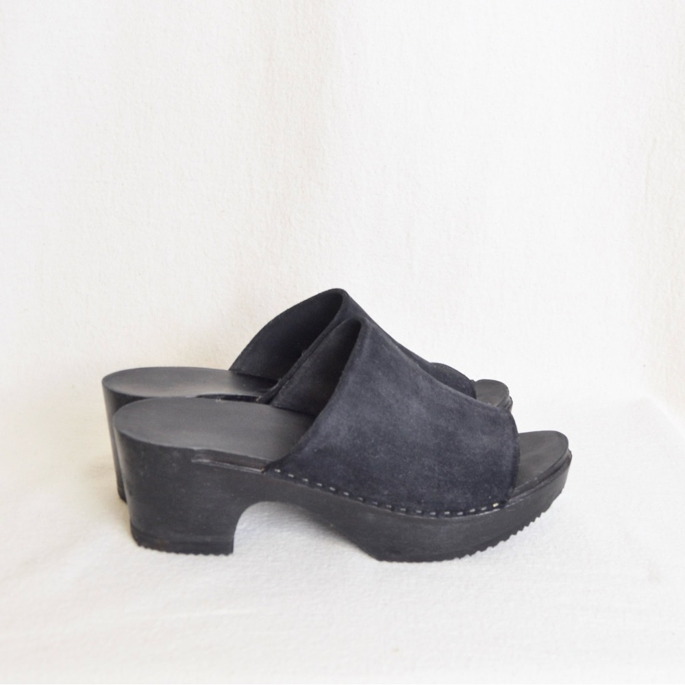 Zuzii leather and wood suede slide heels size 39